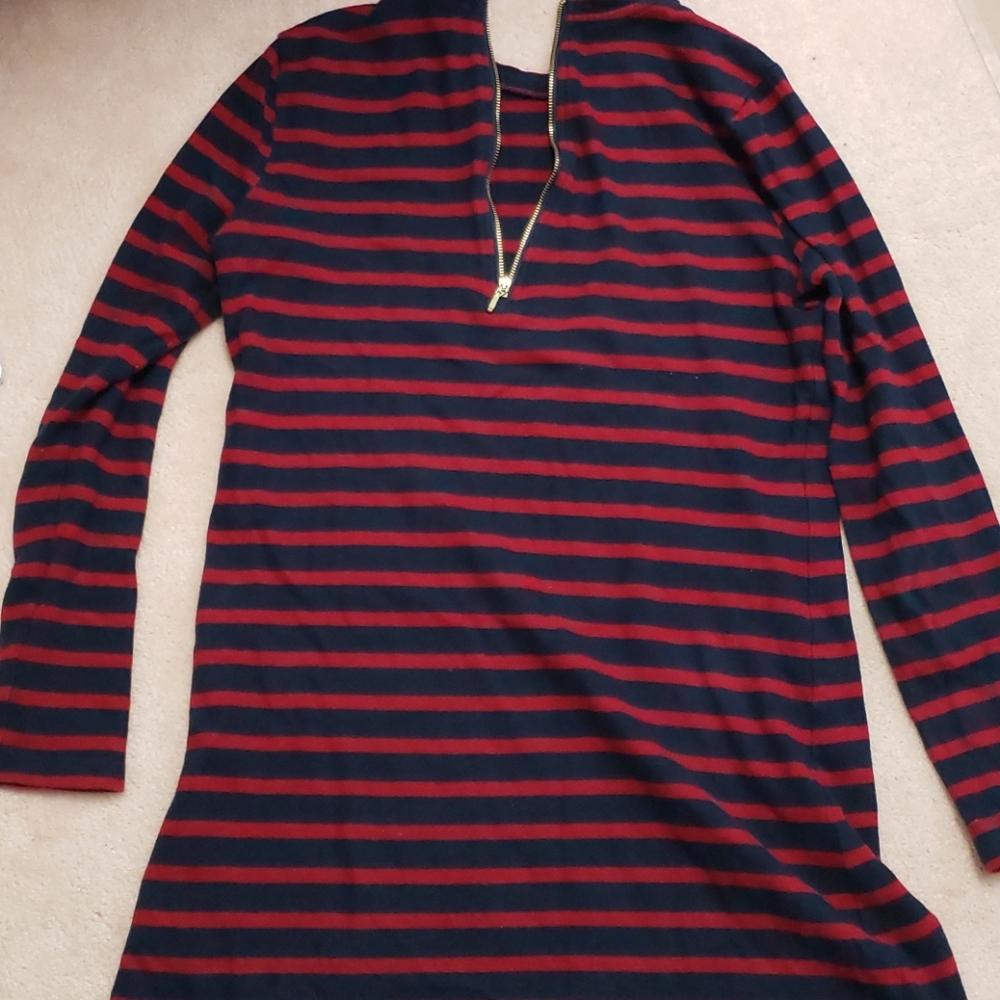 Striped top with half zip